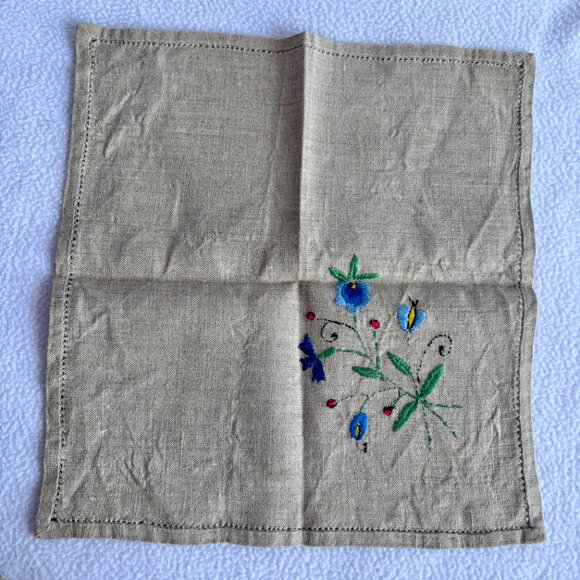 Set of 3 Linen Hand Embroidered Napkins Kaszubian Kaszuby Made in Poland - Picture 7 of 7